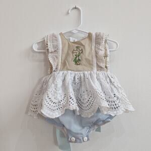 Smocked Sweets Bubble Romper Easter Baby Girls Sz 3m Cross Frilly
